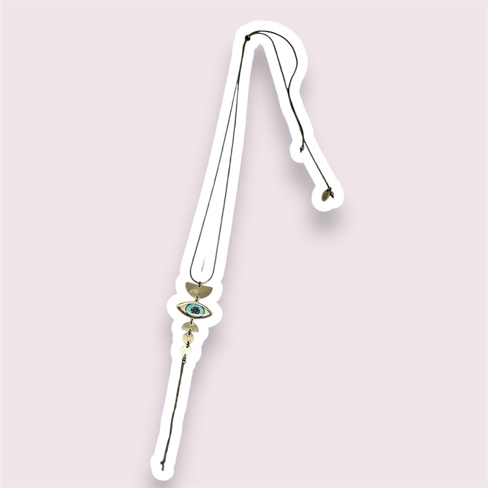 Boho long adjustable eye and moon necklace